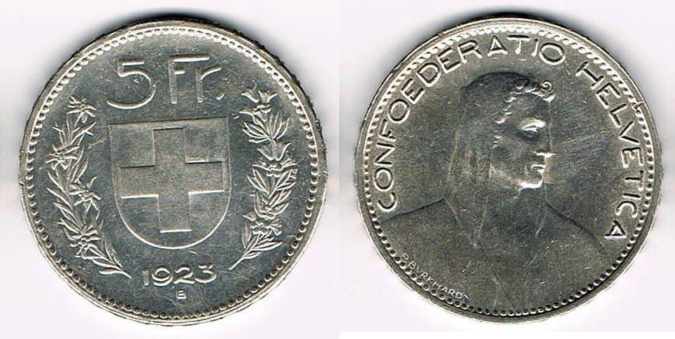 Foto Schweiz 5 Franken 1923