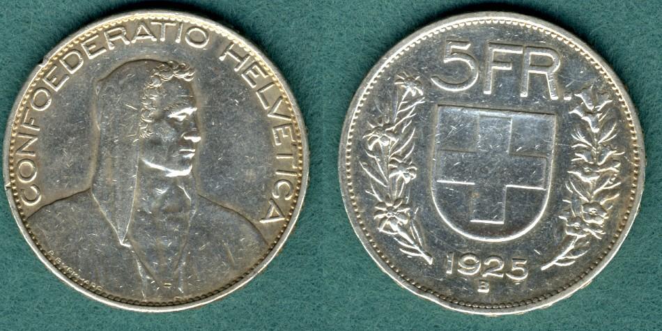 Foto Schweiz 5 Franken 1925
