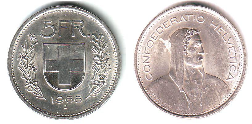 Foto Schweiz 5 Franken 1966 B