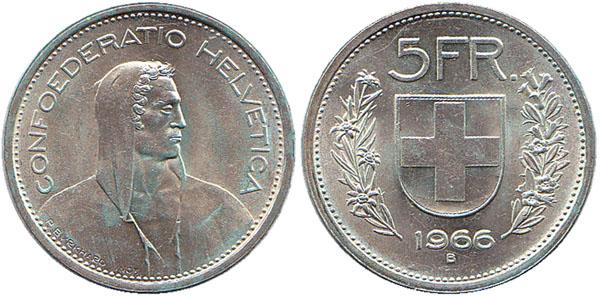 Foto Schweiz 5 Franken 1966