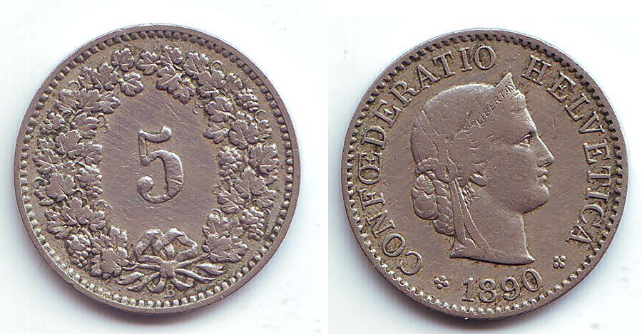 Foto Schweiz 5 Rappen 1890