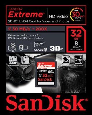 Foto Sdhc Sandisk Extreme Hd Video 32gb Class-10 - 200x (30mb/s). Sd Hc Extreme