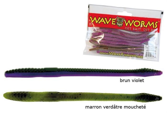 Foto señuelo wave worms gusano tiki soft - paquete de 15 marrón violeta