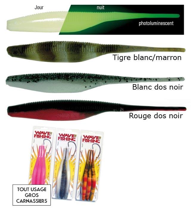 Foto señuelo wave worms shadicks slug - paquete de 3 fotoluminescente
