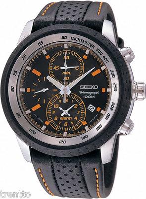 Foto Seiko Cronografo Alarma Snab59p1 Hardlex Acero Caucho Calendario 10 Atm