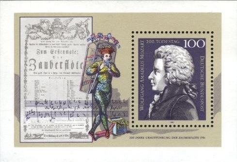 Foto Sello de Alemania 1403 Bicentenario Mozart. De HB 25
