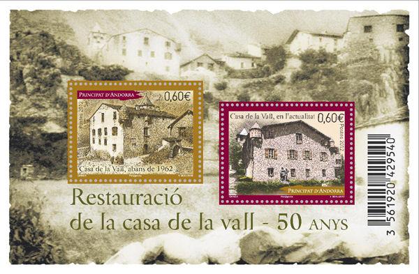 Foto Sello de Andorra francesa 721-722 50 aniv. Restauración Casa de la Val