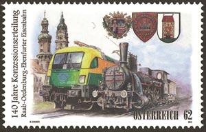 Foto Sello de Austria 2857 140 aniv. Ferrocarriles Hungria Austria