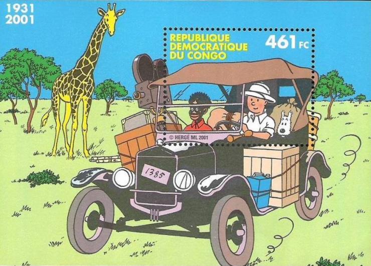 Foto Sello de Congo democratico 67 Tintin en el Congo. Conjunta Bélgica