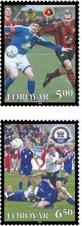 Foto Sello de Feroe 495-496 Centenario de la FIFA