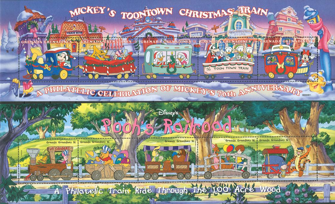 Foto Sello de Grenadinas 2377-2386 Trenes de Navidad y de Winnie