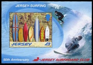 Foto Sello de Jersey 1487 El Surf en Jersey. De HB 95