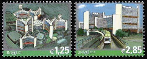 Foto Sello de Onu-viena 699-700 Edificios de Naciones Unidas