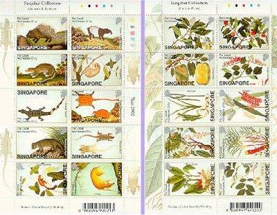 Foto Sello de Singapur 1054-1073 Mamiferos, Reptiles y plantas