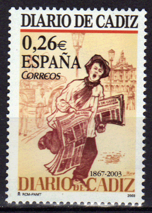 Foto Sellos España II Centenario Correo 2003 3995 Diario de Cádiz