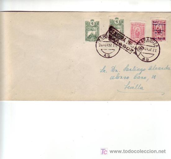 Foto sellos pro avion como unico franqueo en carta circulada 1937 zara