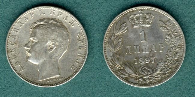 Foto Serbien 1 Coins 1897