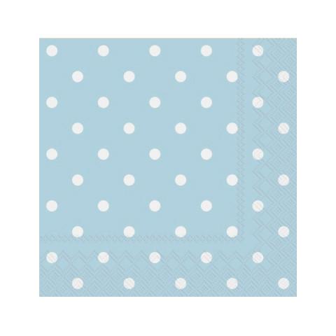 Foto Servilletas azul celeste con topos / 20 uds.