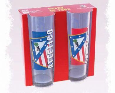 Foto Set 2 vasos de tubo de cristal del Atletico de Madrid.