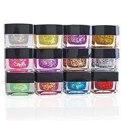 Foto set de 12 pintauñas gel uv colores purpurina para manicura decoración