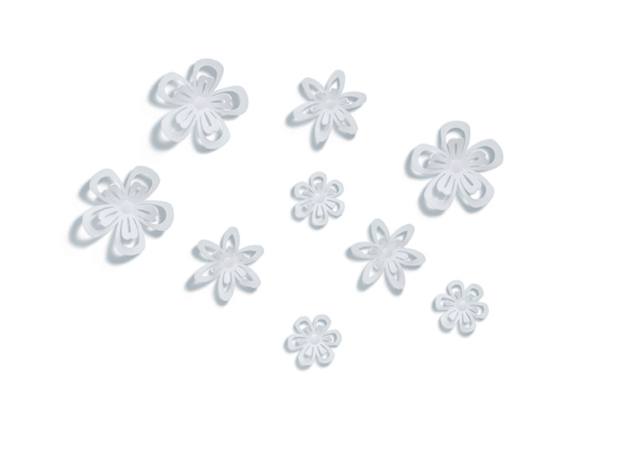 Foto Set de 6 flores blancas blooma para pared