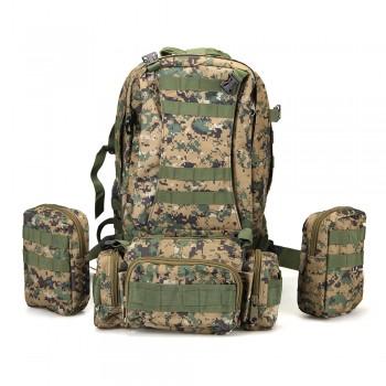 Foto Set Mochila Militar Táctica Camuflaje Verde Camping Montaña Caza Pesca