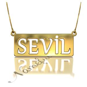 Foto Sevil - Collar plano en oro amarillo de 10k con nombre turco recortado