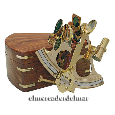Foto Sextante N�utico De Lat�n Con Caja De Madera De Decoraci�n N�utica