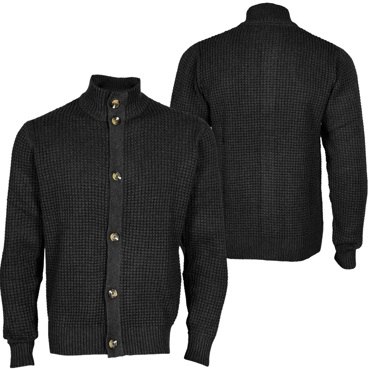 Foto Shine Mens Knit Hombres Cardigan Gris Oscuro