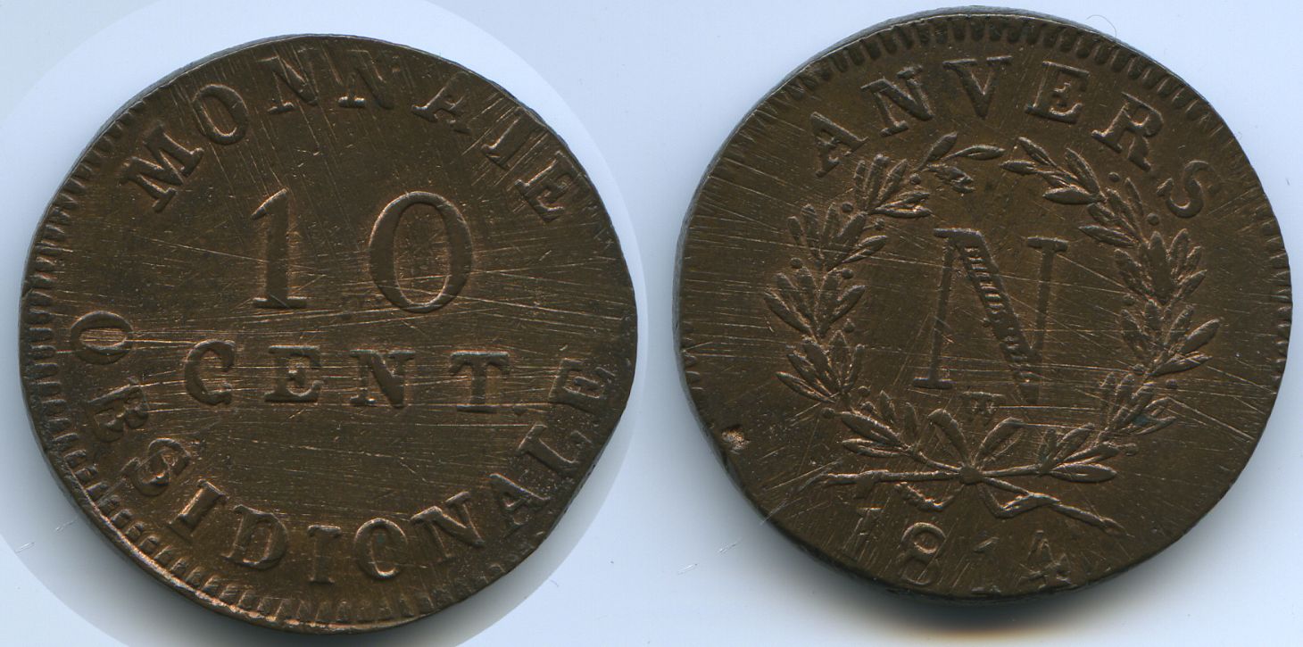 Foto Siége d´Anvers Frankreich 10 Centimes 1810 W
