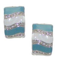 Foto Sidnee plata turquesa y blanco cristal clip en pendiente