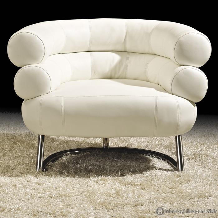 Foto sillón de diseño en piel mod. live blanco