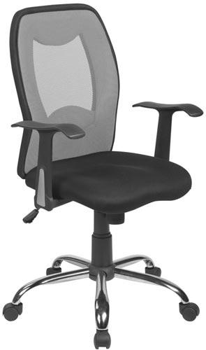 Foto Silla Alessandro Baggio Abs53-bk Tapizada En Negro Con Malla Transpirable Regulable En Altura Respaldo Medio Con Sistema Basculante Centrado Con Bloqueo Base Cromada Y Apoyabrazos