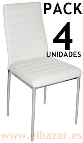 Foto Silla comedor Nava similpiel blanco cromada Pack 4