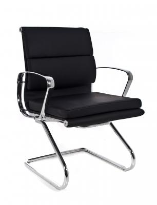 Foto silla de diseÑo, tapizada en polipiel negro, estructura de