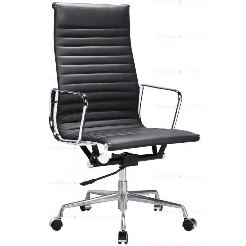 Foto Silla de Oficina Eames Piel Negra Acanalada -Reproducción Office Chair