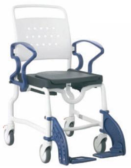 Foto Silla de ruedas para ducha y WC con cubeta y asiento confort en U (REBOTEC)