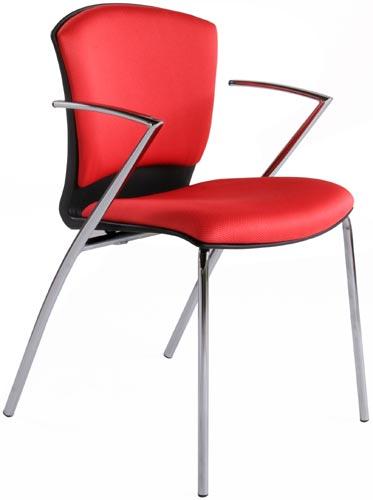 Foto Silla Rocada Modelo Confidente Profesional Tela Ignifuga Roja Ergonomica Base Metalica Cromada Brazos De Serie(Color Especial)