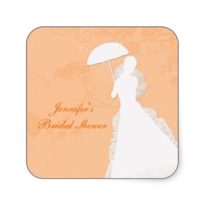 Foto Silueta de la novia, corazones anaranjados, pegati