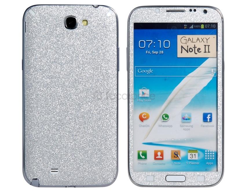 Foto Skin Pegatinas de resplandor y protector de pantalla para Samsung Galaxy Note 2 / N7100 (Plata)