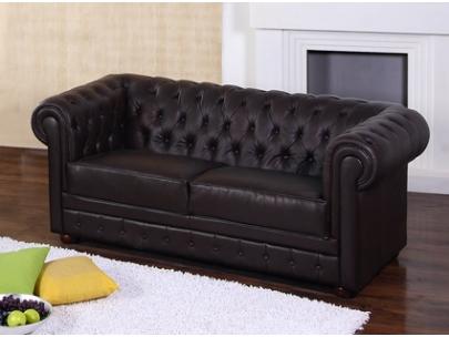 Foto Sofá 3 Plazas De Piel Chesterfield - Chocolate