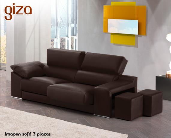 Foto Sofá de ecopiel Giza de HOME - 3 Plazas Ecopiel C Geneco Marrón Con 2