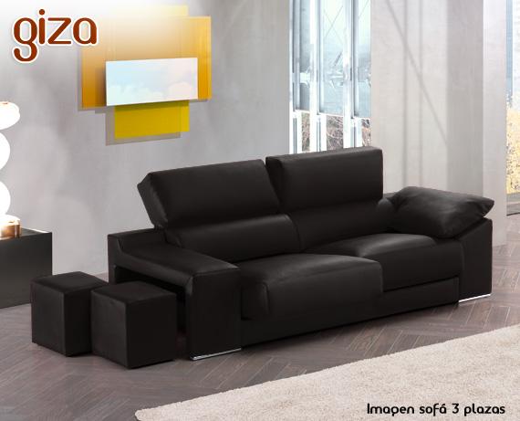Foto Sofá de ecopiel Giza de HOME - 3 Plazas Ecopiel C Geneco Negro Con 2 p