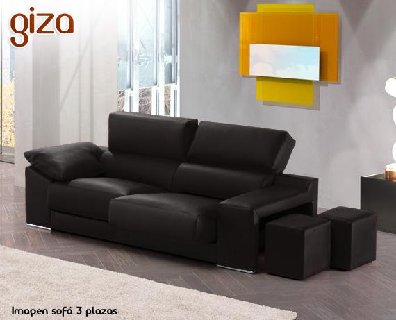 Foto Sofá de ecopiel Giza de HOME - 3 Plazas Ecopiel C Geneco Negro Con 2 p
