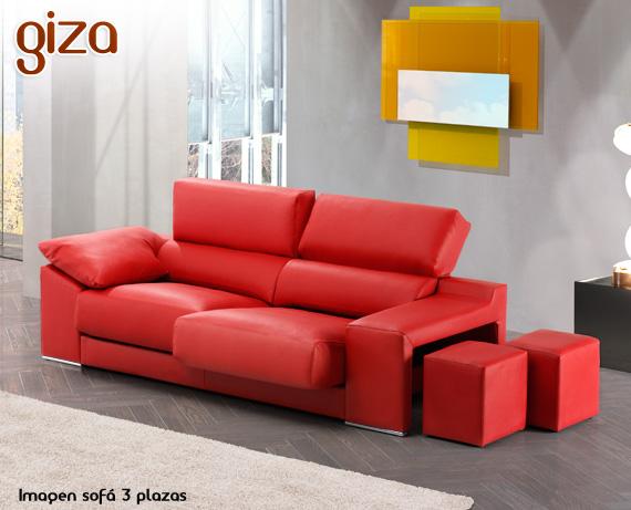 Foto Sofá de ecopiel Giza de HOME - 3 Plazas Ecopiel C Geneco Rojo Con 2 po