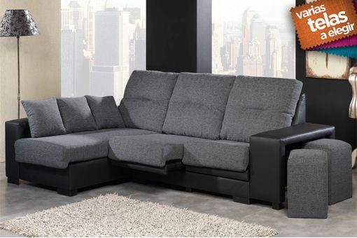 Foto Sofá tres plazas más chaise longue izquierdo con asientos deslizantes varios colores a elegir.