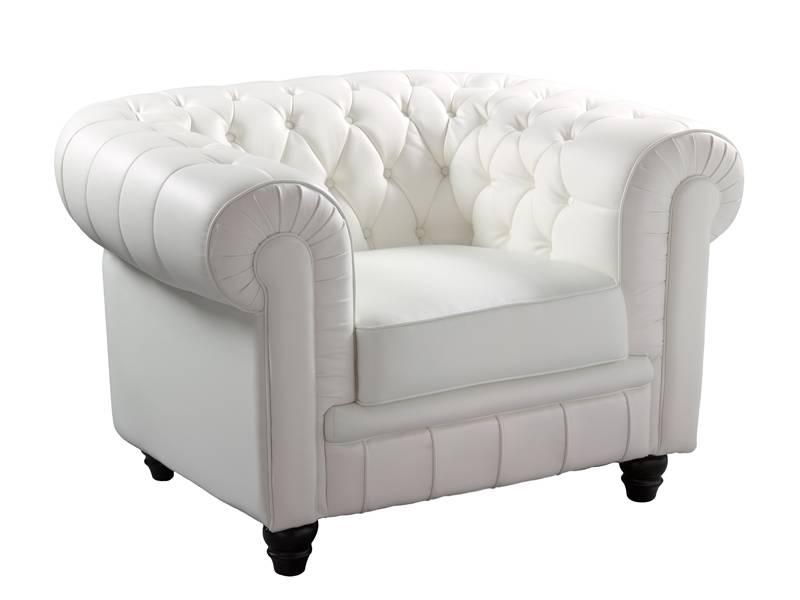 Foto Sofa 1 Plaza Blanco Poli piel Capitone