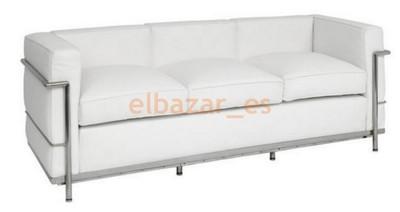Foto sofa triplaza estilo le corbusier piel blanca