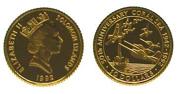 Foto Solomon Islands 10 Dollars Gold 1992