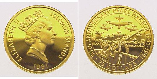 Foto Solomon Islands 25 Dollars Gold 1991